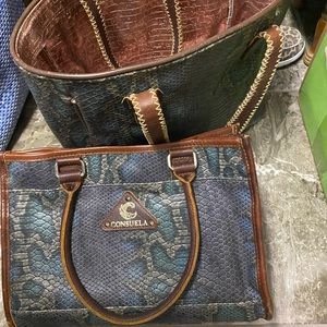 Consuela Tote and handbag combo snakeskin two purses